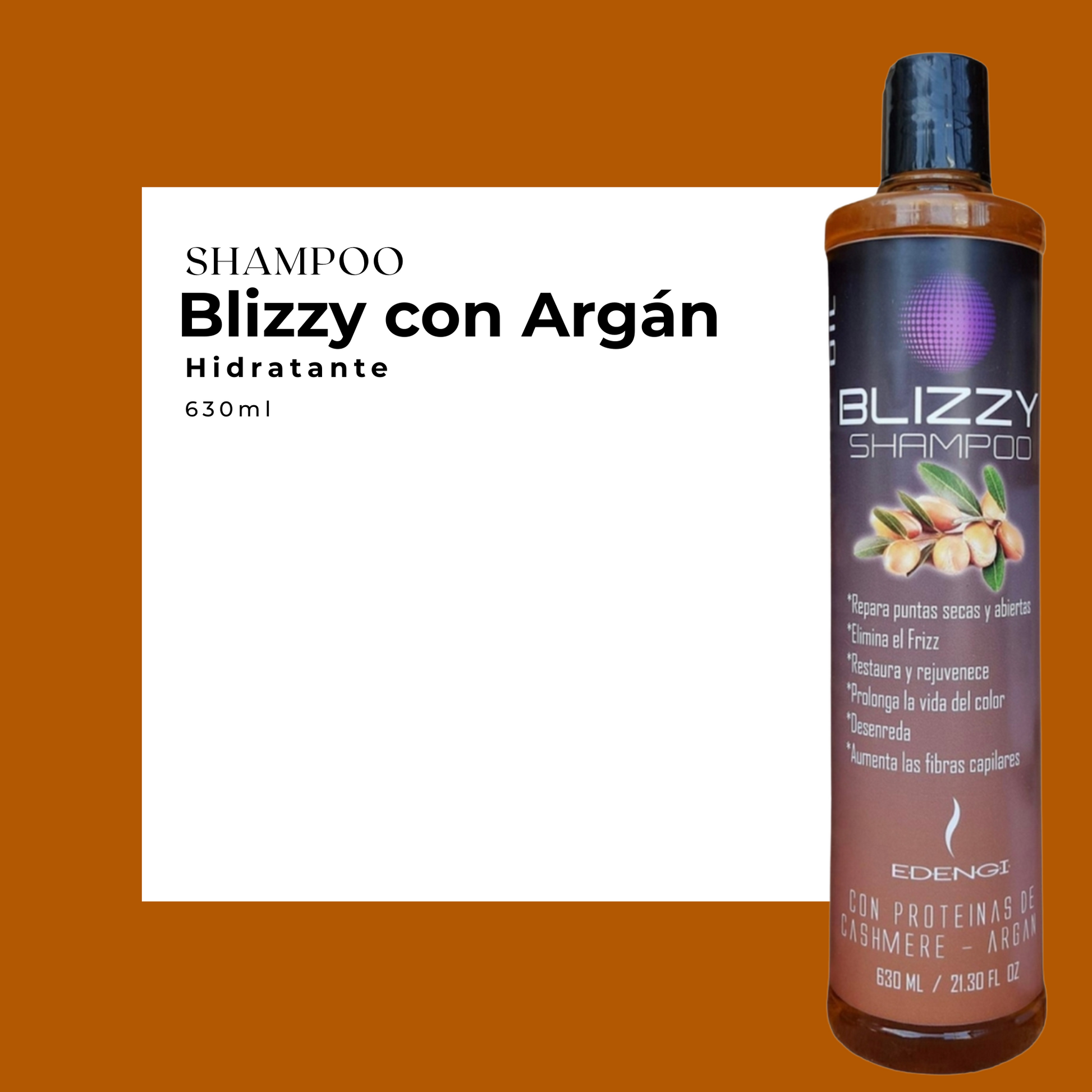 Shampoo Blizzy con Argán – Hidratación Intensa y Control del Frizz | 630ml & 260ml