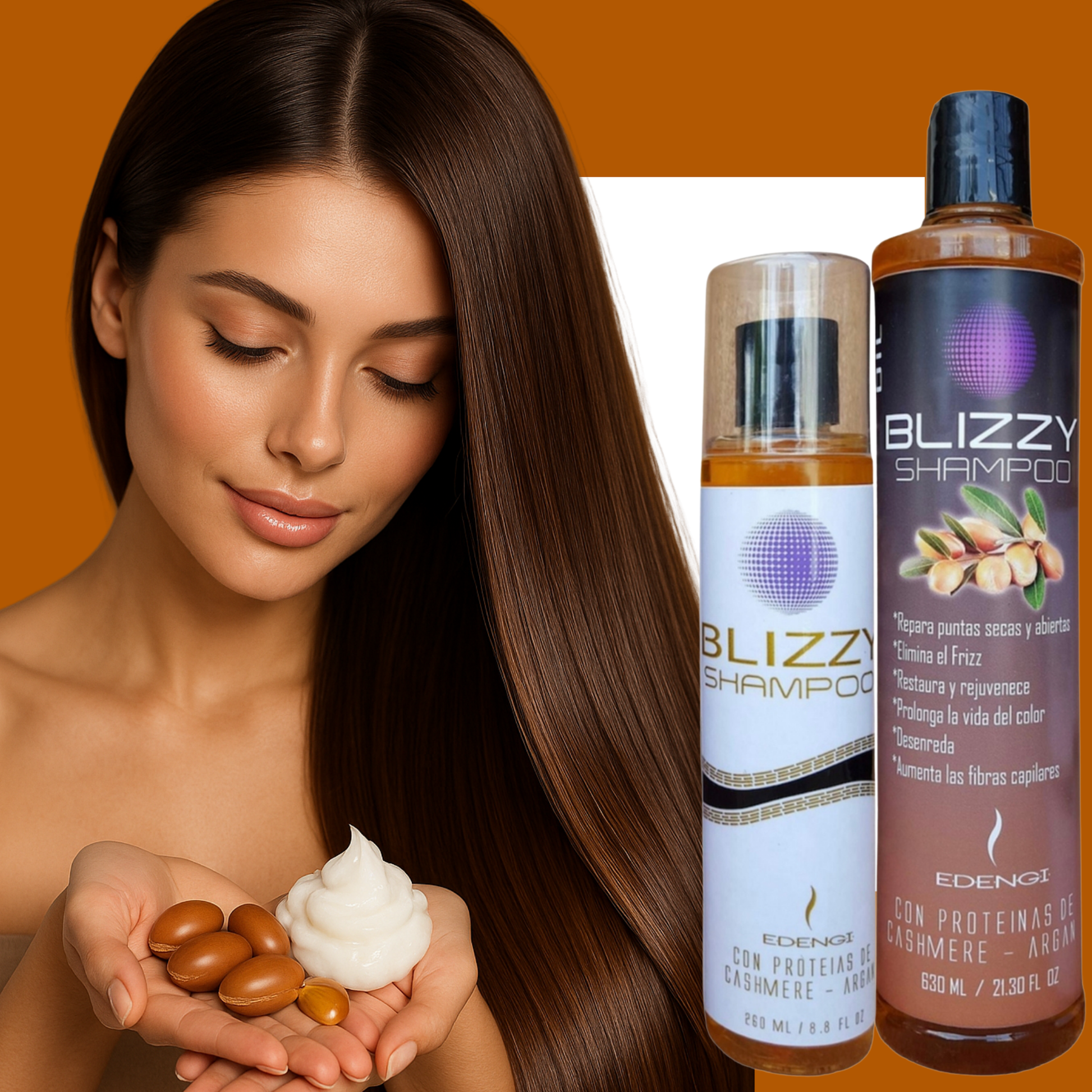Shampoo Blizzy con Argán – Hidratación Intensa y Control del Frizz | 630ml & 260ml