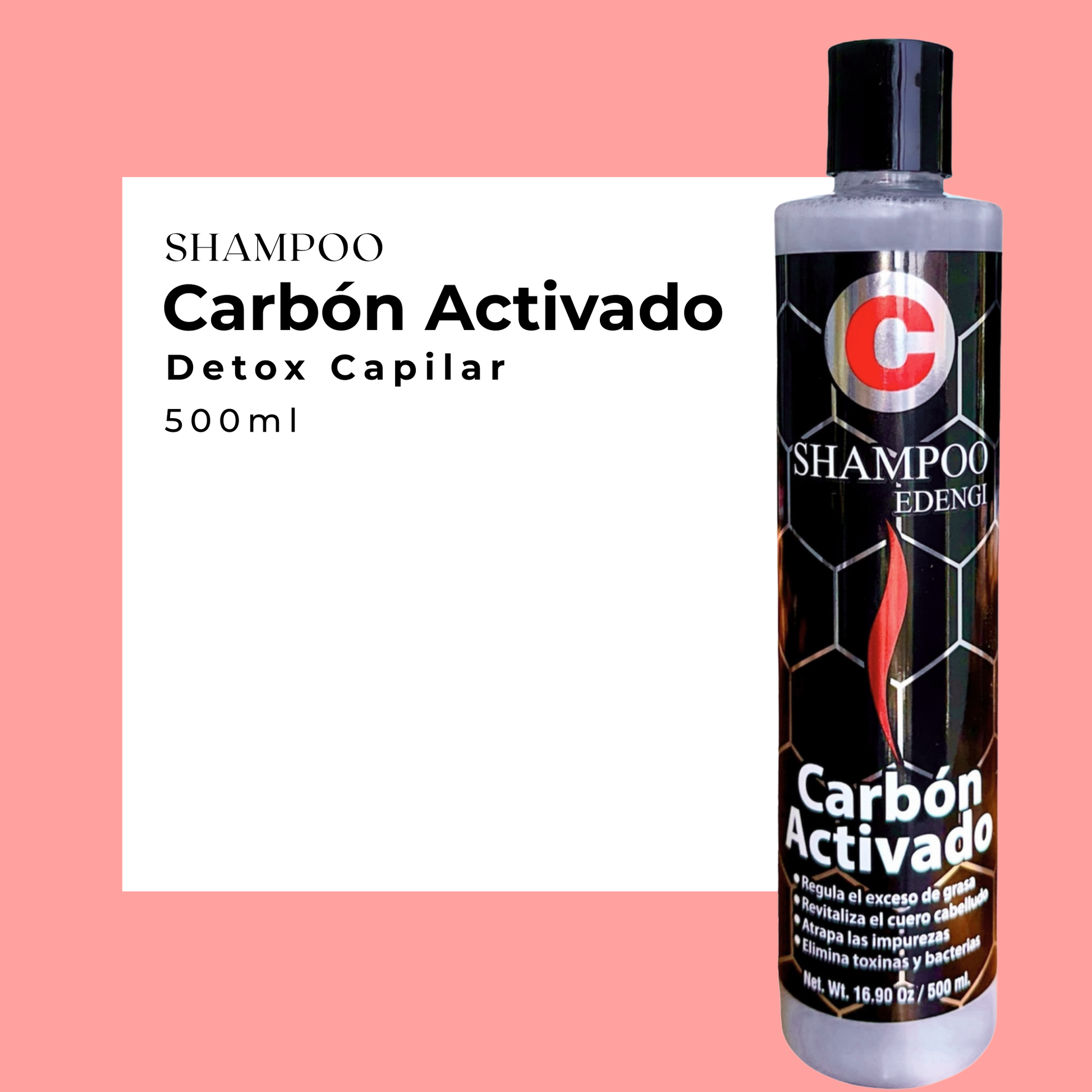 Shampoo Carbón Activado – Detox Capilar y Control de Grasa | 500 ml